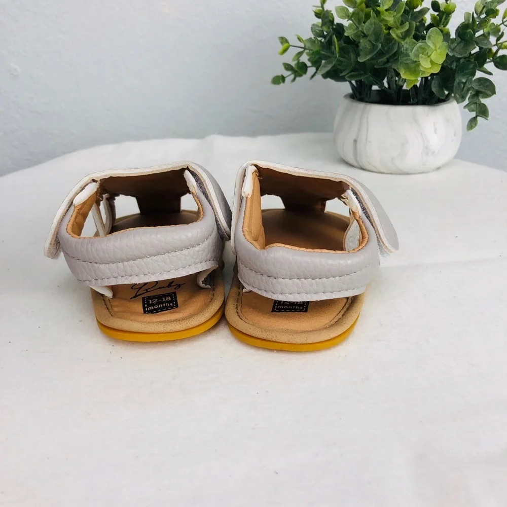NEW BABY GREY SANDALS VELCRO STRAPS